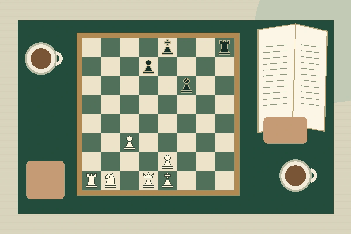 棋友交流主题独立插画,非赛事现场、真人肖像或官方活动照片