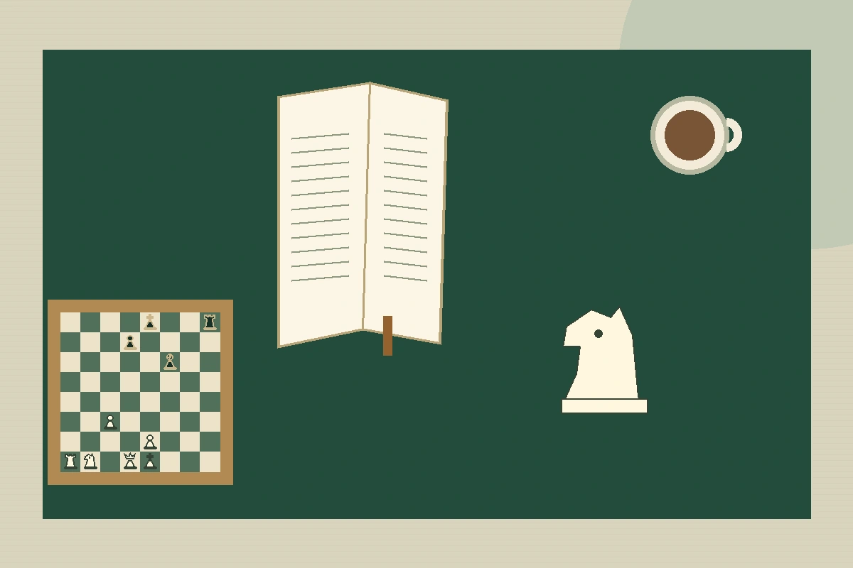 棋类阅读与学习主题独立插画,非赛事现场、真人肖像或官方活动照片